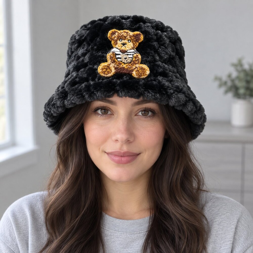 Dior Black Teddy Faux Fur Bucket Hat - Picture 2 of 6